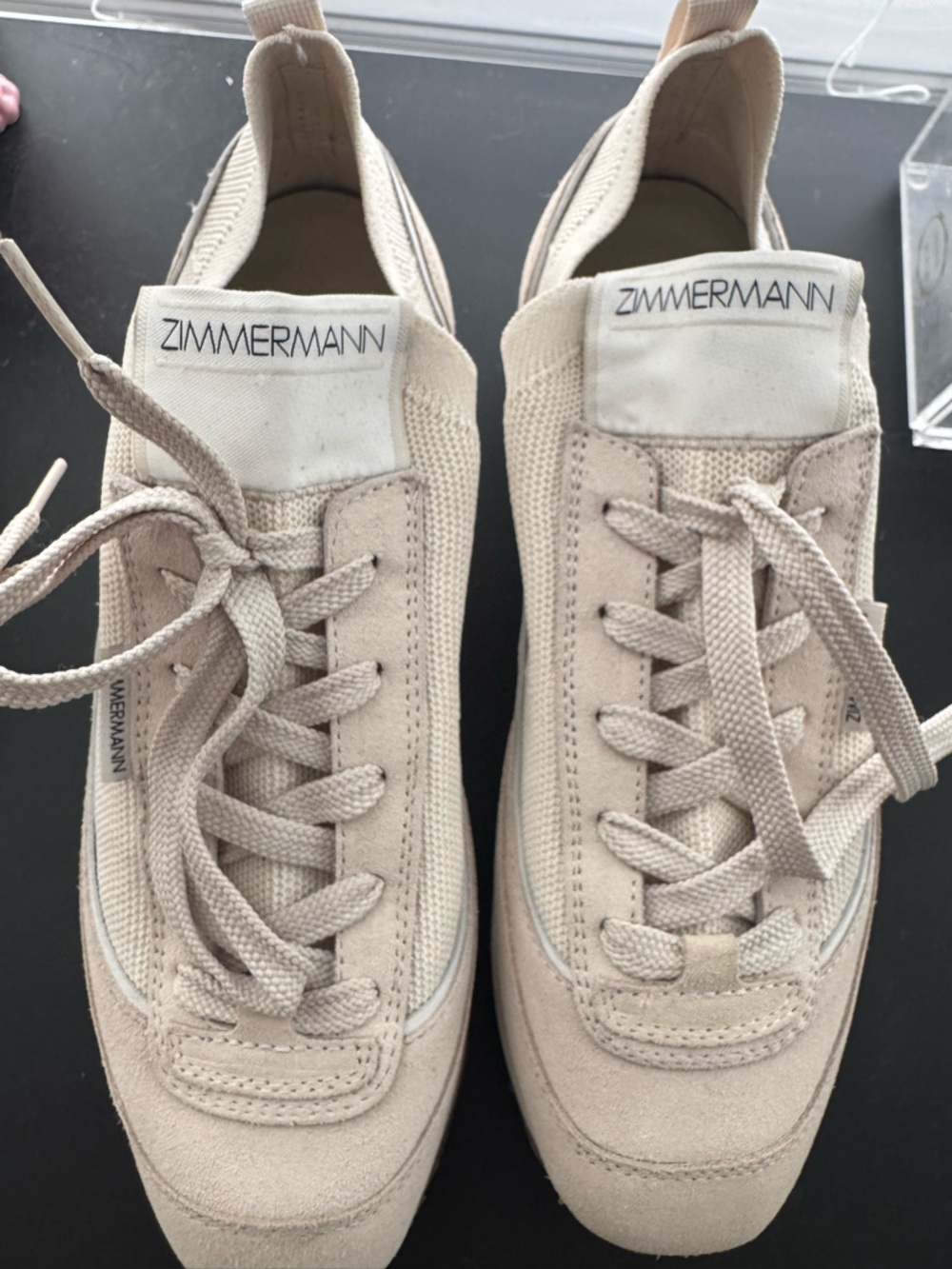 Zimmermann Beige Suede & Mesh Low-Top Sneakers